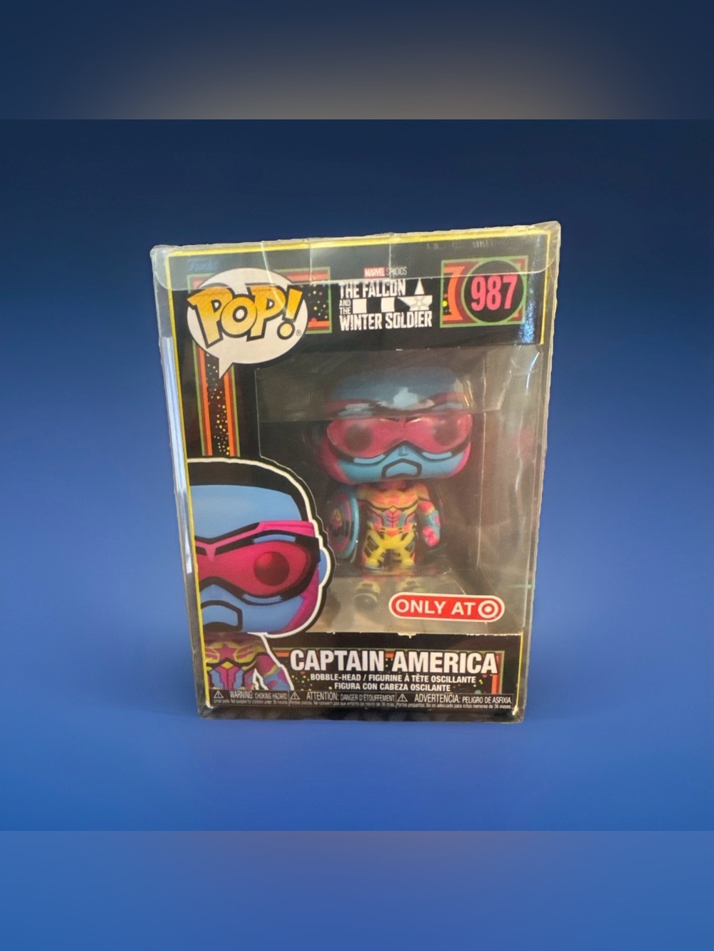 Funko Pop Captain America 987 black light target exclusive w/ protector